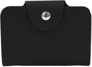 (B0FFZHHLR5) 20 Bits Card Case Leather Function Business Card Holder Men Women Credit Card Bag ID Card Wallet (Black)