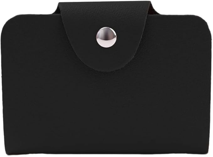 (B0FFZHHLR5) 20 Bits Card Case Leather Function Business Card Holder Men Women Credit Card Bag ID Card Wallet (Black)