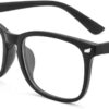 (B0FFZCCHWN) Rivet Anti Blue Light Glasses Frame For Men Women Retro Transparent Optical Spectacle Eyeglass Computer Blue Blocking Eyewear - Frame Color: C3 Black - L14.1Cm* lens higher 4.7cm