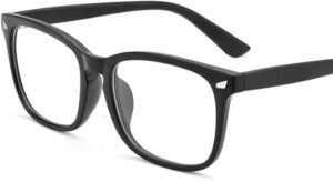 (B0FFZCCHWN) Rivet Anti Blue Light Glasses Frame For Men Women Retro Transparent Optical Spectacle Eyeglass Computer Blue Blocking Eyewear - Frame Color: C3 Black - L14.1Cm* lens higher 4.7cm