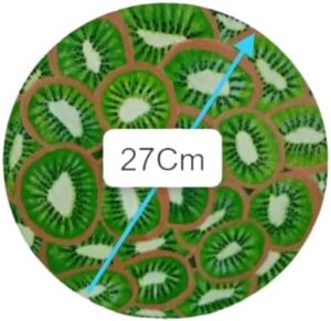 (B0FFFN2V9L)Handmade Circular Canvas Art Print-Vibrant Kiwi Fruit Slice Painting (27cm Diameter) | Modern Kitchen Decor, Unique Wall Art, Ready to Hang | Perfect Gift for Foodies & Home Decor(F001)