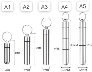 B0FBLGV4LJ- New Medicine Box Health Care Waterproof Aluminum Pill Box Case Bottle Cache Drug Holder For Traveling Camping Container Keychain (A5 2Rooms 10.3cm*1.2cm)