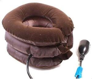 (B0FF2NC5VD) Inflatable Cervical Neck Traction Device - 3-Layer Air Pump Neck Stretcher for Pain Relief, Spinal Decompression, & Posture Support | Portable Home & Office Neck Pillow Collar