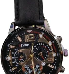 (B0FF3JHMK2) [Leather Black ] Men's Business Watch Top Brand Luxury Male Quartz Watches Minimalist Casual Leather Strap Calendar Wristwatch Clock (Random BackGround Color) Code W055