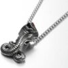(B0FF2DMV49)" 1Pcs Retro Punk Exaggerated Animal Pendant Necklace for Women Red Rhinestone Inlaid Cobra Shape Hanging Style Necklace Accessories