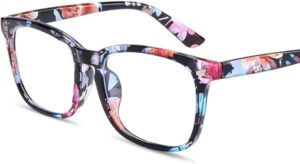 (B0FFZB2Q6R) Rivet Anti Blue Light Glasses Frame For Men Women Retro Transparent Optical Spectacle Eyeglass Computer Blue Blocking Eyewear - Frame Color: C5 -Colored - L14.1Cm* lens higher 4.7cm