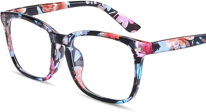 (B0FFZB2Q6R) Rivet Anti Blue Light Glasses Frame For Men Women Retro Transparent Optical Spectacle Eyeglass Computer Blue Blocking Eyewear - Frame Color: C5 -Colored - L14.1Cm* lens higher 4.7cm