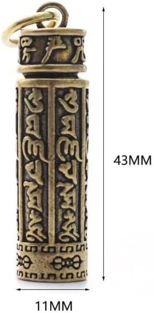 B0FC33NLH4-- Brass Buddha GuanYin Sutra Cylinder Pendant Keychain Hanging Necklace Jewelry Pill Box Medicine Case Container Bottle Keychains Select Your Size (2.50 Cm)