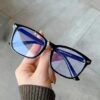 (B0FFZCCHWN) Rivet Anti Blue Light Glasses Frame For Men Women Retro Transparent Optical Spectacle Eyeglass Computer Blue Blocking Eyewear - Frame Color: C3 Black - L14.1Cm* lens higher 4.7cm