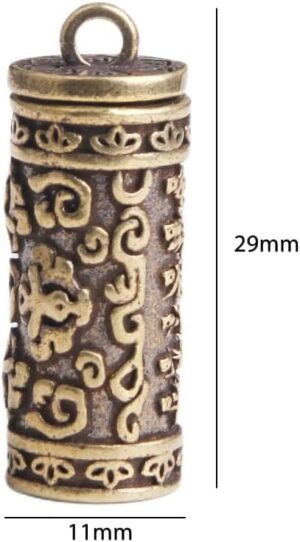 B0FC33NLH4-- Brass Buddha GuanYin Sutra Cylinder Pendant Keychain Hanging Necklace Jewelry Pill Box Medicine Case Container Bottle Keychains Select Your Size (2.50 Cm)