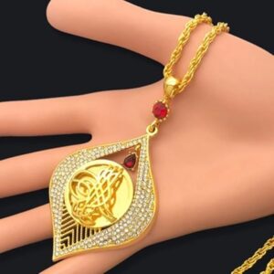 New Arabic Muslim Turkish Style Necklace big eyes Inlay Red Stone Hanging Necklace For Women Fashion Hip Hop Party Accessories-B0FF2QRZJ6