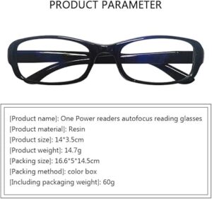1Pcs Reading Auto-Focus Auto-Adjusting Dual-Focus Reading Glasses, Black, Alloy Frame, Plastic Lenses, 3.5*5.00 cm, 14.7g, Oval Shape, Unisex-Adults-B0CQWR4YJS