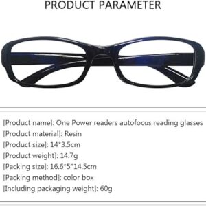 1Pcs Reading Auto-Focus Auto-Adjusting Dual-Focus Reading Glasses, Black, Alloy Frame, Plastic Lenses, 3.5*5.00 cm, 14.7g, Oval Shape, Unisex-Adults-B0CQWR4YJS