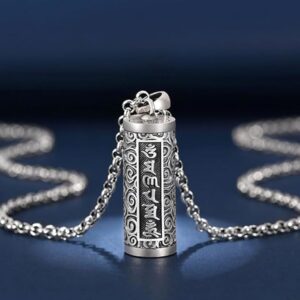 Necklace Brass Buddha Sutra Cylinder Pendant Keychain Hanging Necklace Jewelry Pill Box Medicine Case Container Bottle 1 Pc. Only 3cm-B0FFJMP34D