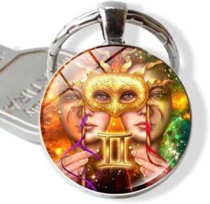 (B0FG1VTRMC) Cute Keychain Zodiac Time Gem Fashion Glass Keychains Key Ring Pendant Jewelry Gift