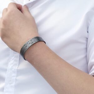 (B0DT8G3KW5)1Pcs Classic Bio Magnetic Copper Color Alloy Bracelet Cuff Bangle for Men Women Fashion Jewelry Gifts As Shown