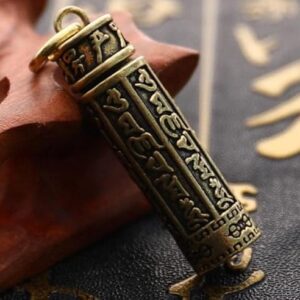 B0FC33NLH4--MySouqEg Store Brass Buddha GuanYin Sutra Cylinder Pendant Keychain Hanging Necklace Jewelry Pill Box Medicine Case Container Bottle Keychains Select Your Size (2.50 Cm)