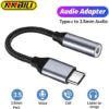 (B0FDW35PBT)-1pcs Nylon Braid USB Type C To 3.5mm Aux Adapter Type-c 3 5 Jack Audio Cable Earphone Cable Converter