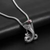 (B0FF2DMV49)" 1Pcs Retro Punk Exaggerated Animal Pendant Necklace for Women Red Rhinestone Inlaid Cobra Shape Hanging Style Necklace Accessories