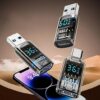 (B0FDQDVGY3) 1PCS Digital LED Display USB 3.2 Adapter 10Gbps 36-60W Power Meter Tester Smart Chip Data Transmission USB C Extension (A-M to A-F Clear)