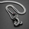 (B0FF2DMV49)" 1Pcs Retro Punk Exaggerated Animal Pendant Necklace for Women Red Rhinestone Inlaid Cobra Shape Hanging Style Necklace Accessories