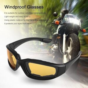 (B0FDR14LT1)Motorcycle Riding Glasses Set, UV Protection Windproof Goggles, 3 Interchangeable Lenses - Clear, Yellow Night Vision, Smoke Tinted
