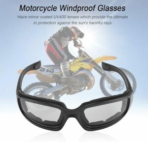 (B0FDR14LT1)Motorcycle Riding Glasses Set, UV Protection Windproof Goggles, 3 Interchangeable Lenses - Clear, Yellow Night Vision, Smoke Tinted