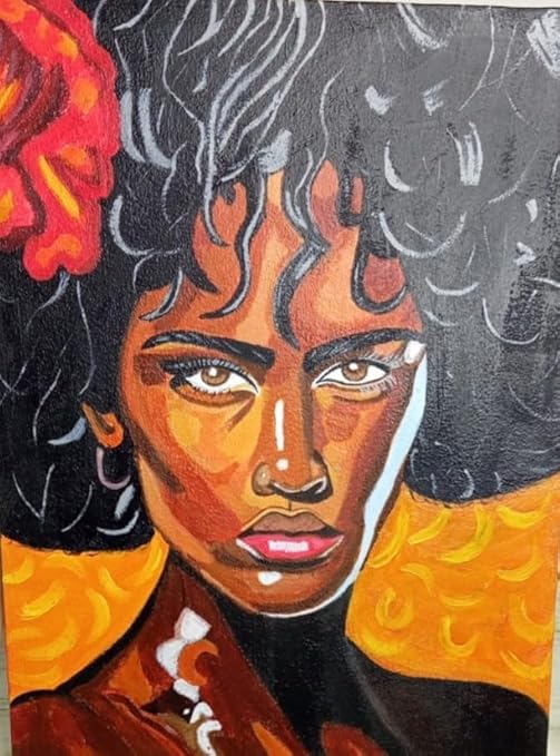 (B0FF7KPFMK) Hand-Painted Acrylic Portrait of a Woman (40x30 cm) - Original Vibrant Canvas Art for Modern Home Decor | Expressive Wall Art Piece, Unique Gift