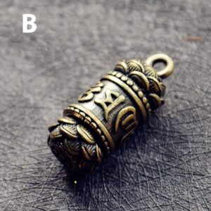 Keychains Brass Buddha Sutra Cylinder Pendant Keychain Hanging Necklace Jewelry Pill Box Medicine Case Container Bottle 1 Pc. Only 2.50cm-B0FCCBX6Z2