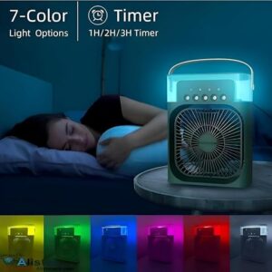 61m9Xrii34L._AC_SX522_ offer Portable Air Conditioner Fan Cooling Mini Evaporative Air Cooler Water Fan with 5 Sprays, 7 Colors LED Personal AC USB Desk Fan for Office,Home Kitchen,Bedroom,Dorm,Random-B0FDKZ4Z7V