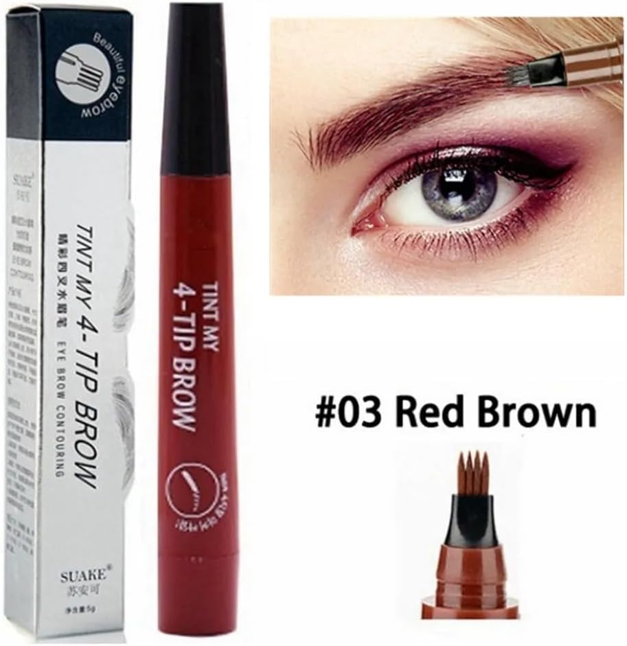 B0FBS7FJP8-MySouqEg Store 4 Point Eyebrow Pencil Maquillajes Para Mujer Waterproof Liquid Eyebrow Pen Makeup Long Lasting Cosmetic Brow Pencil Color RED Browne