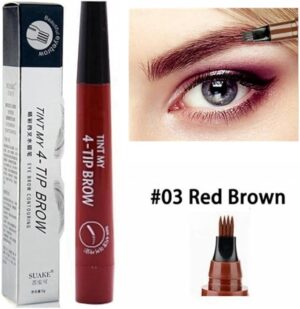 B0FBS7FJP8- 4 Point Eyebrow Pencil Maquillajes Para Mujer Waterproof Liquid Eyebrow Pen Makeup Long Lasting Cosmetic Brow Pencil Color RED Browne