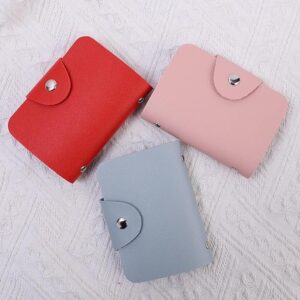 (B0FFZHHLR5) 20 Bits Card Case Leather Function Business Card Holder Men Women Credit Card Bag ID Card Wallet (Black)