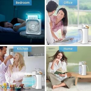 offer Portable Air Conditioner Fan Cooling Mini Evaporative Air Cooler Water Fan with 5 Sprays, 7 Colors LED Personal AC USB Desk Fan for Office,Home Kitchen,Bedroom,Dorm,Random-B0FDKZ4Z7V