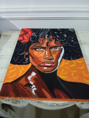 (B0FF7KPFMK) Hand-Painted Acrylic Portrait of a Woman (40x30 cm) - Original Vibrant Canvas Art for Modern Home Decor | Expressive Wall Art Piece, Unique Gift