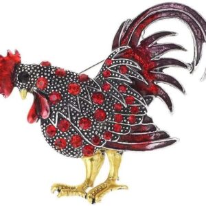 MySouqEg -Store Cute Colour Rooster Brooches Pin For Women Enamel Animal Brooch Broches Crystal Cock Jewelry Pins Gift-B0FBL4D1XT