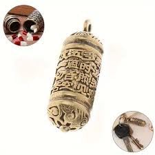 MySouqEg | Store Keychains Brass Buddha Sutra Cylinder Pendant Keychain Hanging Necklace Jewelry Pill Box Medicine Case Container Bottle 1 Pc. Only 2.50cm-B0FCCBX6Z2