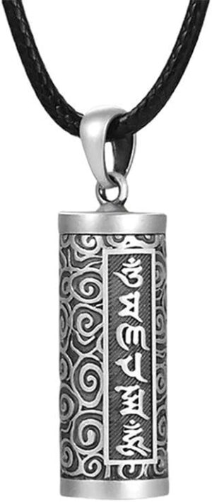 Necklace Brass Buddha Sutra Cylinder Pendant Keychain Hanging Necklace Jewelry Pill Box Medicine Case Container Bottle 1 Pc. Only 3cm-B0FFJMP34D