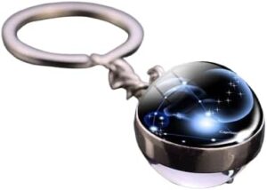 Leo Libra Scorpio 12 Constellation Keychain Glass Ball Pendant Zodiac Sign Keychain Car Key Rings Men Women Birthday Gifts Select your favorite,--B0DZMFWGRY