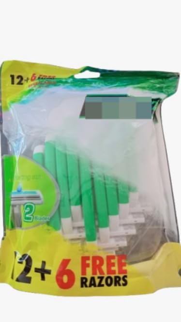 (B0FG3J6DMF) Twin Blade Fixed Head Disposable Razors with Aloe Vera Strip – Value Pack 12+6 FREE (Total 18 Razors) for a Precise & Excellent Smooth Shave
