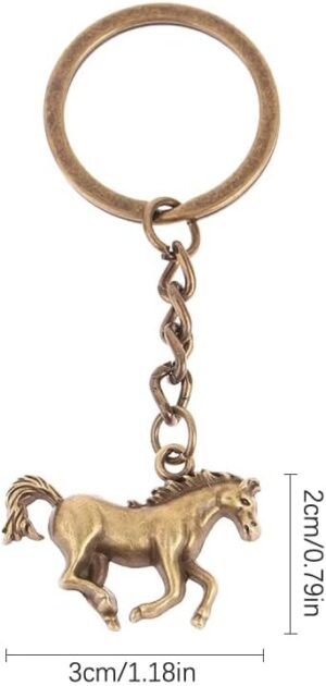 Vintage Bronze Running Horse Keychain, Solid Metal Animal Charm, 3cm Length, Decorative Key Ring-B0FGW6DQ7F