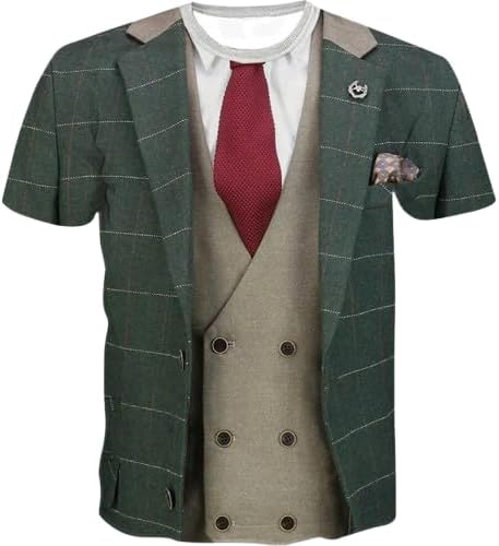 3D Print Funny Fake Suit Men's T-shirt - High Quality Personality Short Sleeve Tee - Luxury Designer Look Street Casual Oversized Top L41202155720, 2XL-B0FH9JGXVJ