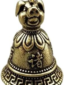 Brass Chinese 12 Zodiac Animals Heads Bell Keychain Pendants Jewelry Vintage Copper Feng Shui Car Key Chain Hanging Keyring Gift-B0FHLH4DB4