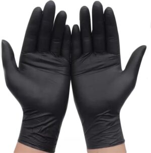 (B0FG361PFH) Black Vinyl Gloves - 100pcs (All size)