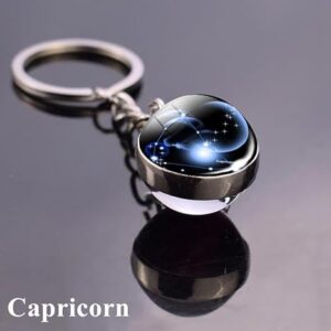 Leo Libra Scorpio 12 Constellation Keychain Glass Ball Pendant Zodiac Sign Keychain Car Key Rings Men Women Birthday Gifts Select your favorite,--B0DZMFWGRY