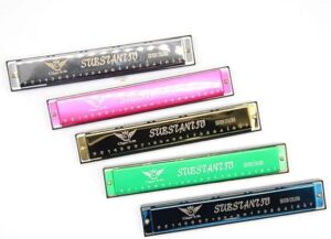 -(Professional 24 Hole Harmonica Play Double Row C-key Harmonica Beginner Tremolo Harmonica Jazz Folk Harmonicas Children Gift (Blue-B0FGRMGTQG