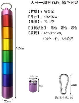 Metal Weekly Pill Box Split within 7 Days Modern Keychain for Bag Strong Tightness Waterproof Medicine Organizer (Silver, With Week Days)-B0F26NCMLT