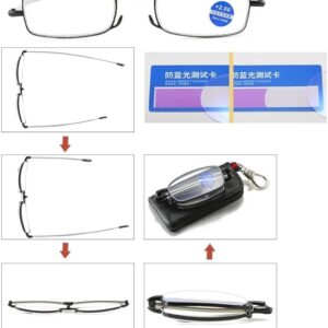 [1Pcs] Portable Folding Reading Glasses очки with Keychain Case Anti Blue Light Presbyopic Women Men Ultralight Hyperopia Eyeglasses--B0FHB1CSWC