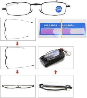 [1Pcs] Portable Folding Reading Glasses очки with Keychain Case Anti Blue Light Presbyopic Women Men Ultralight Hyperopia Eyeglasses--B0FHB1CSWC