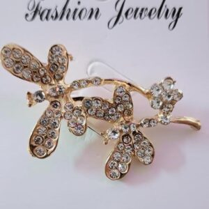 61EiBf-D-UL._AC_SY741_ Crystal Flower Brooch Pin, Gold-Tone Metal with Clear Rhinestones, Elegant Fashion Jewellery Lapel Pin-B0FH378WNN